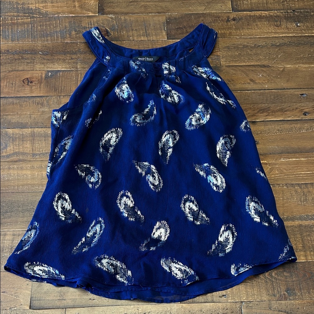 White House Black Market Navy Silk Blouse